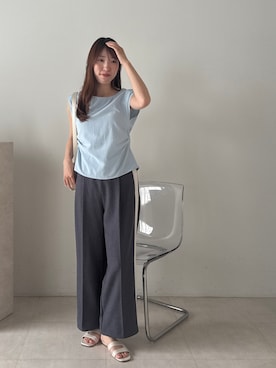 「チャコールグレー」｜「アイテム（パンツ）」を使った、kae050さん（レディース・168cm）の夏コーディネート