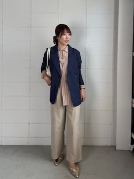 「アイテム（テーラードジャケット、ブルー系）」を使った、kae050さん（レディース・168cm）の秋コーディネート