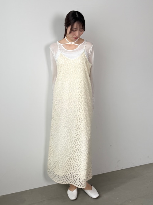 【選べるサイズ展開】刺繍フラワーキャミワンピース