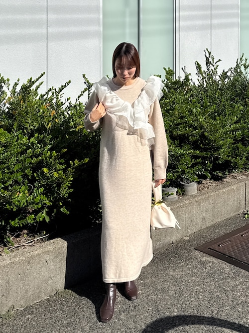 初販即完】【S・M・Lサイズ展開】アシンメトリーフリルニット