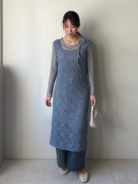 「Bab（バブ）の【お気に入り登録6.9万人！】【サイズ展開あり】クロシェロングワンピース（ワンピース）」を使った、kae050さん（レディース・168cm）の冬コーディネート