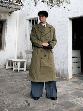 「アイテム（トレンチコート）」を使った、ゆうゆうさん（メンズ・182cm）の秋コーディネート