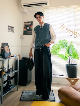 「アイテム（ベスト）」を使った、Yuuさん（メンズ・182cm）の秋コーディネート
