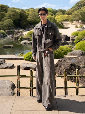 「アイテム（デニムジャケット）」を使った、ゆうゆうさん（メンズ・182cm）の秋コーディネート