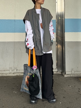 「ウエストゴム」｜「アイテム（スウェットパンツ）」を使った、uky12さん（レディース・154cm）の秋コーディネート