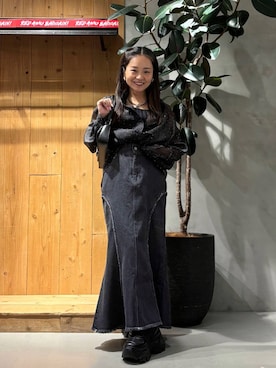 「アイテム（デニムスカート）」を使った、hinako2424さん（レディース・153cm）の夏コーディネート