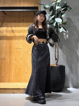 「アイテム（デニムスカート）」を使った、hinako2424さん（レディース・153cm）の夏コーディネート