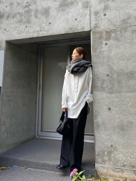 「ショート丈トップス」｜「アイテム（スリッポン）」を使った、yuca♡さん（レディース・166cm）の秋コーディネート