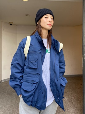 「ネイビーコーデ」｜「アイテム（その他アウター）」を使った、yuca♡さん（レディース・166cm）の春コーディネート