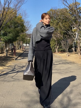 「アイテム（トートバッグ、シルバー系）」を使った、yuca♡さん（レディース・166cm）の冬コーディネート