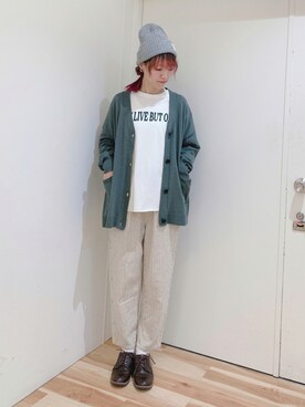 「Samansa Mos2 blue（サマンサモスモスブルー）のアイテム（ニットキャップ/ビーニー）」を使った、miki.mさん（レディース・165cm）の秋コーディネート