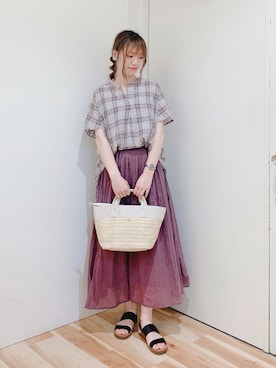 「Samansa Mos2 blue（サマンサモスモスブルー）のアイテム（スカート）」を使った、miki.mさん（レディース・165cm・30代）の夏コーディネート
