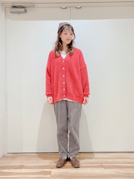 「Samansa Mos2 blue（サマンサモスモスブルー）のアイテム（ニットキャップ/ビーニー）」を使った、miki.mさん（レディース・165cm）の冬コーディネート