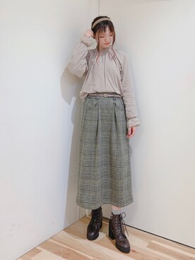 「Samansa Mos2 blue（サマンサモスモスブルー）のアイテム（スカート）」を使った、miki.mさん（レディース・165cm・30代）の秋コーディネート