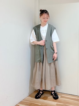 「Samansa Mos2 blue（サマンサモスモスブルー）のアイテム（スカート）」を使った、miki.mさん（レディース・165cm・30代）の春コーディネート
