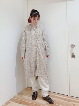 「Samansa Mos2 blue」｜「アイテム（シャツワンピース）」を使った、miki.mさん（レディース・165cm）の秋コーディネート