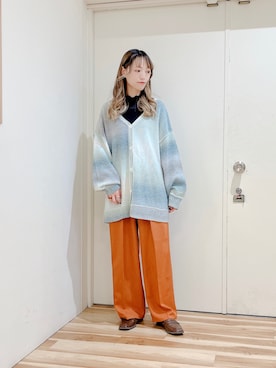 「Samansa Mos2 blue（サマンサモスモスブルー）のアイテム（パンツ、オレンジ系）」を使った、miki.mさん（レディース・165cm）の秋コーディネート