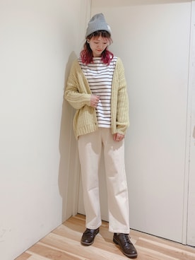 「Samansa Mos2 blue」｜「アイテム（ニットキャップ/ビーニー）」を使った、miki.mさん（レディース・165cm）の秋コーディネート