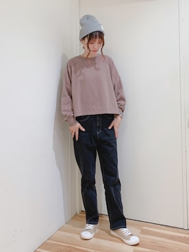 「Samansa Mos2 blue」｜「アイテム（スウェット）」を使った、miki.mさん（レディース・165cm）の秋コーディネート