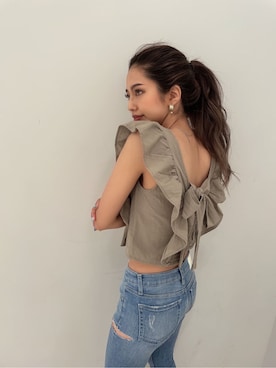 「GYDA（ジェイダ）のアイテム（ピアス（両耳用））」を使った、HARUKIさん（レディース・158cm）の夏コーディネート