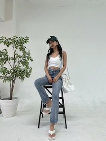 GYDA H/Wベルトデザインストレートデニム ライトブルー XS 新品未使用 GYDA（ジェイダ）の「H/Wベルトデザインストレートデニムパンツ