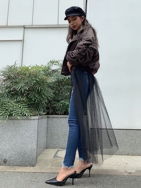 「GYDA」｜「アイテム（ブルゾン）」を使った、harukiさん（レディース・158cm）の秋コーディネート