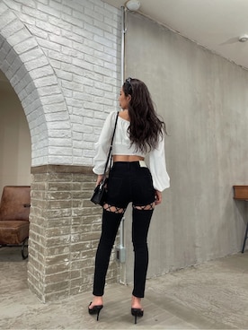 「GYDA（ジェイダ）のアイテム（その他ヘアアクセサリー）」を使った、HARUKIさん（レディース・158cm）の春コーディネート