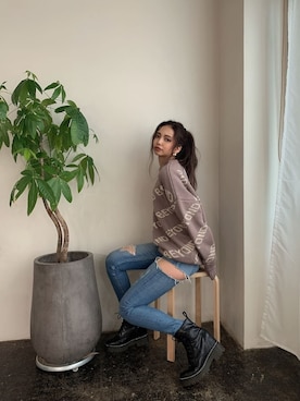 「GYDA（ジェイダ）のアイテム（ピアス（両耳用））」を使った、HARUKIさん（レディース・158cm）の秋コーディネート