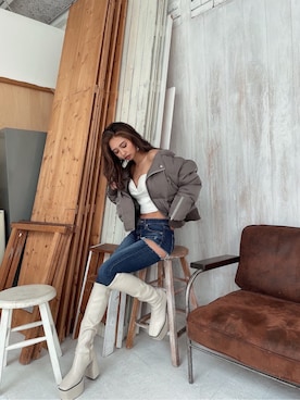 「GYDA（ジェイダ）のアイテム（テーラードジャケット）」を使った、HARUKIさん（レディース・158cm）の冬コーディネート