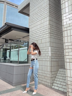 「GYDA（ジェイダ）のアイテム（ベルト）」を使った、HARUKIさん（レディース・158cm）の春コーディネート