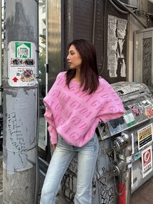 新品今季GYDA 総ロゴ ニット　SLANT PATTERNニットトップス GYDA SLANT PATTERNニットトップス（ニット/セーター）｜GYDA