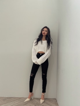 「GYDA（ジェイダ）のアイテム（チノパンツ）」を使った、harukiさん（レディース・158cm）の冬コーディネート
