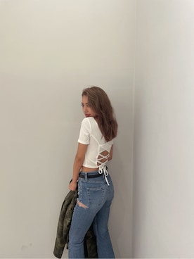 「GYDA（ジェイダ）のアイテム（ネックレス）」を使った、harukiさん（レディース・158cm）の夏コーディネート