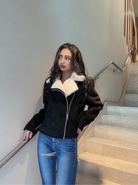 「GYDA（ジェイダ）のアイテム（テーラードジャケット）」を使った、HARUKIさん（レディース・158cm）の冬コーディネート