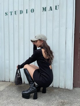 「GYDA（ジェイダ）のアイテム（ピアス（両耳用））」を使った、HARUKIさん（レディース・158cm）の冬コーディネート