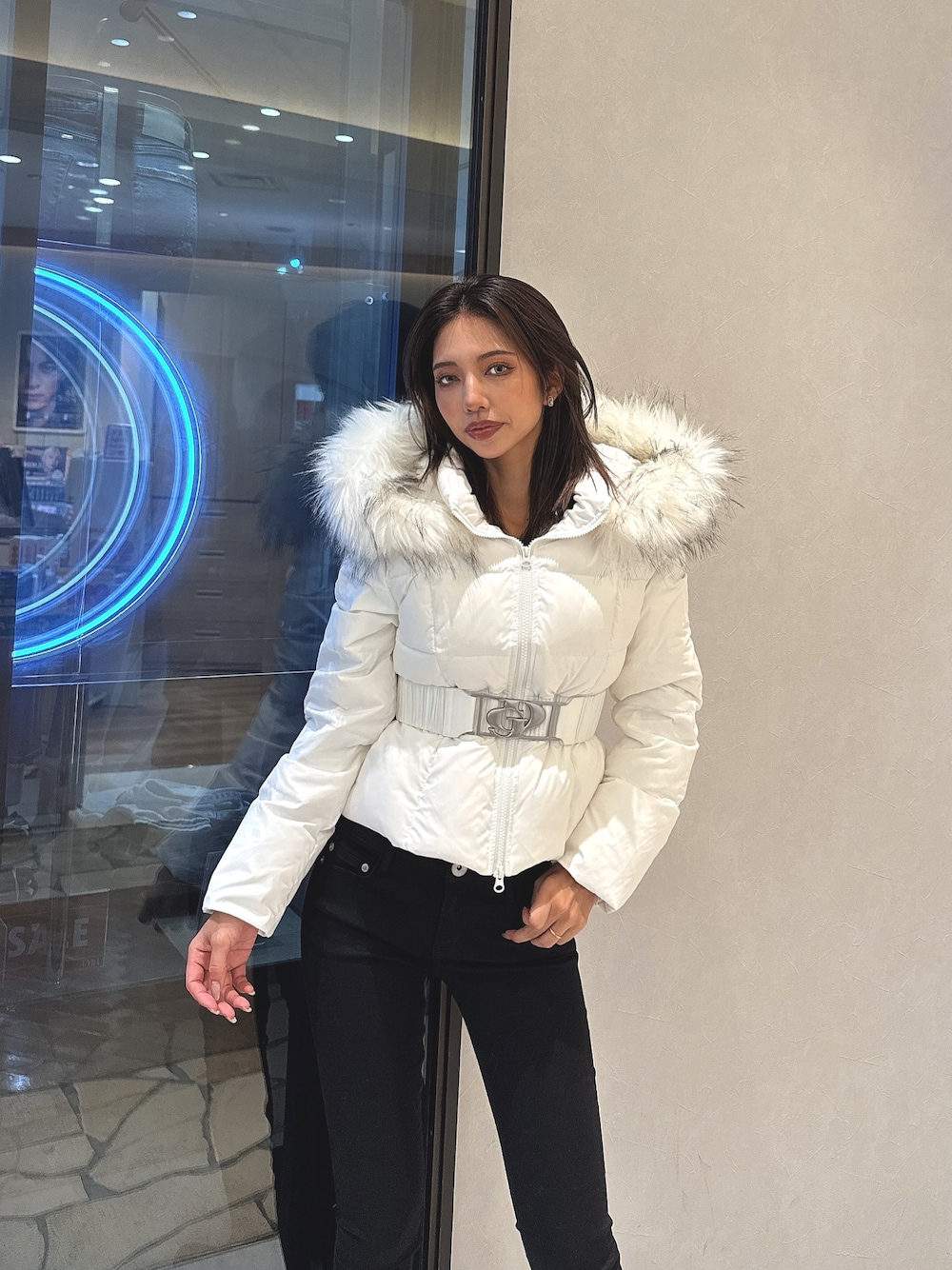 GYDA ホワイトダウンジャケット 2WAYロゴ ZIPダウンコート[品番：MKSW0053600]｜GYDA（ジェイダ