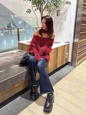 「GYDA（ジェイダ）のアイテム（ローファー）」を使った、HARUKIさん（レディース・158cm）の秋コーディネート