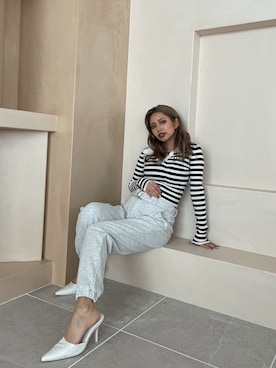 「GYDA（ジェイダ）のアイテム（スウェットパンツ）」を使った、HARUKIさん（レディース・158cm）の冬コーディネート