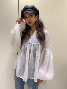 「GYDA（ジェイダ）のアイテム（ピアス（両耳用））」を使った、HARUKIさん（レディース・158cm）の夏コーディネート