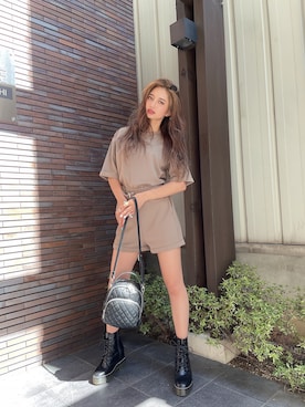 「GYDA（ジェイダ）のアイテム（サロペット/オーバーオール）」を使った、harukiさん（レディース・158cm）の夏コーディネート