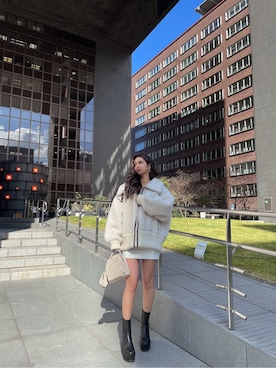 「GYDA（ジェイダ）のアイテム（ピアス（両耳用））」を使った、HARUKIさん（レディース・158cm）の冬コーディネート