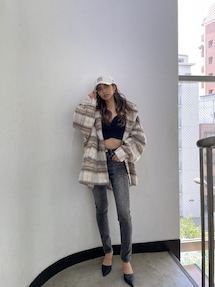 BIG CHECKシャギー ショートチェスターコート｜ジェイダ（GYDA）公式
