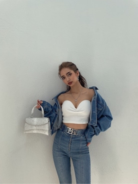 「GYDA（ジェイダ）のアイテム（テーラードジャケット）」を使った、HARUKIさん（レディース・158cm）の夏コーディネート