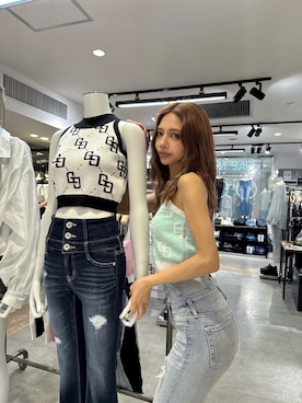 「GYDA（ジェイダ）のアイテム（パンツ）」を使った、HARUKIさん（レディース・158cm）の春コーディネート