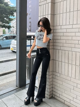 「アイテム（ニット/セーター）」を使った、harukiさん（レディース・158cm）の夏コーディネート