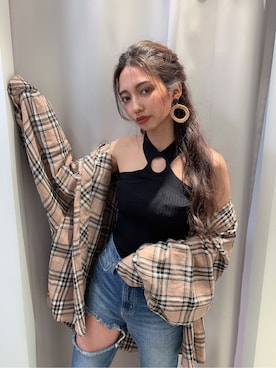 「GYDA（ジェイダ）のアイテム（ピアス（両耳用））」を使った、HARUKIさん（レディース・158cm）の春コーディネート