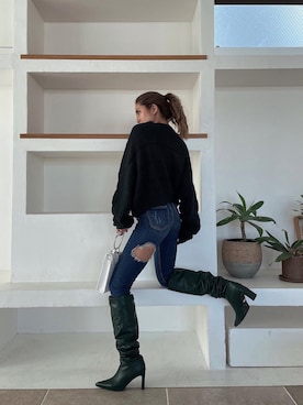 「アイテム（その他シューズ、グリーン系）」を使った、HARUKIさん（レディース・158cm）の冬コーディネート