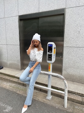 「GYDA（ジェイダ）のアイテム（ニットキャップ/ビーニー）」を使った、harukiさん（レディース・158cm）の夏コーディネート