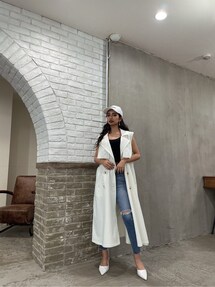 GYDA 2WAY フレアヨークトレンチコート　オフホワイト GYDA 2WAYフレアヨークトレンチコート（オフホワイト） -靴