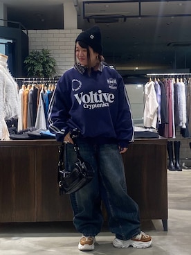 「PBLIM（ページボーイリム）の《UNISEX》スラブブリーチデニム（デニムパンツ）」を使った、miii.さん（レディース・151cm）の秋コーディネート